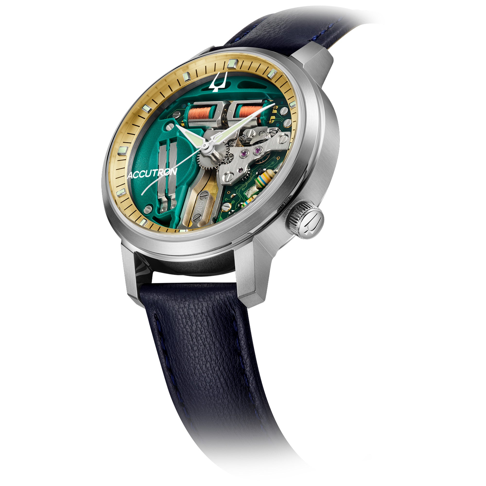 Accutron Spaceview 314 Open Dial Blue Strap Tuning Fork Watch