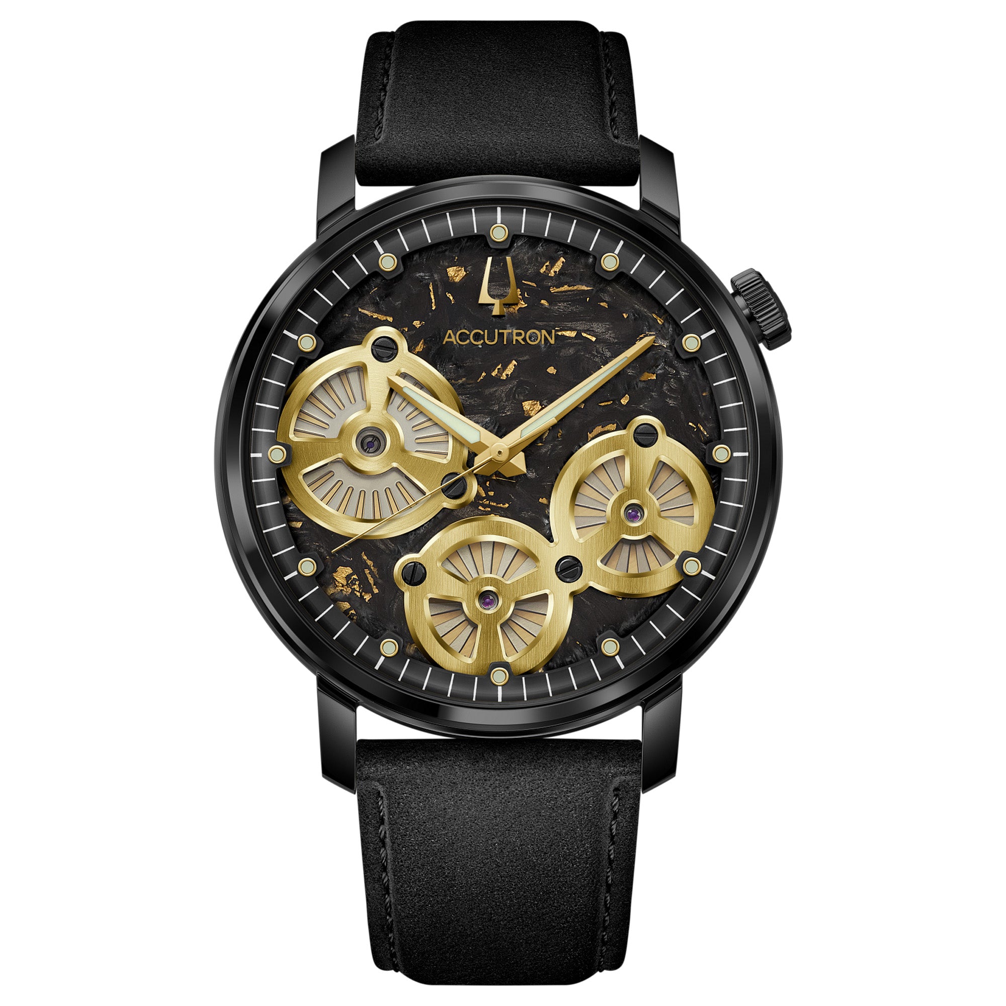 Accutron Spaceview Evolution Forged Carbon with Gold Dial Electrostatic Watch