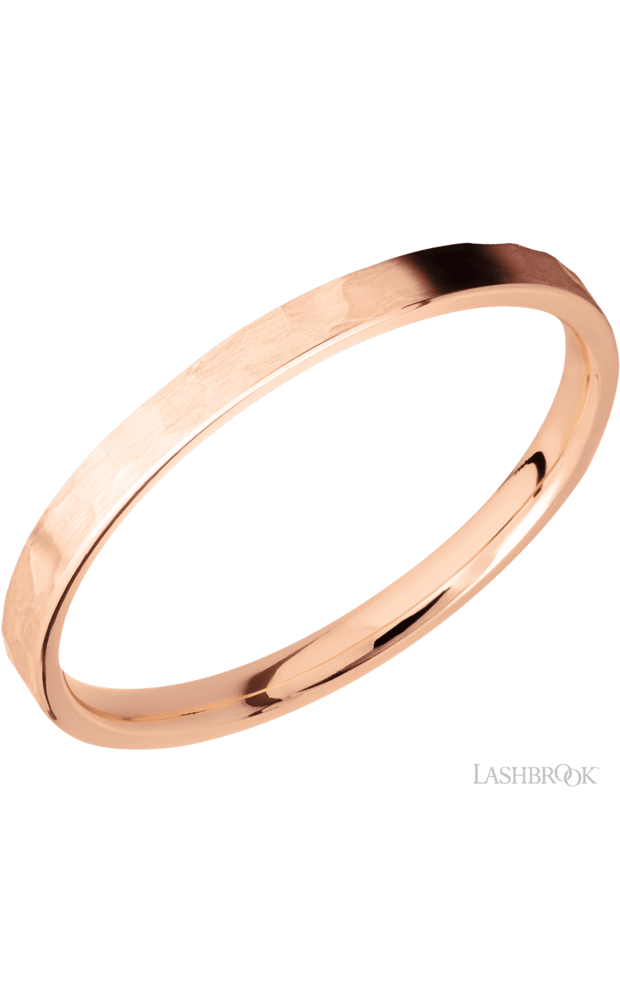2 mm wide Flat 14K Rose Gold band img1
