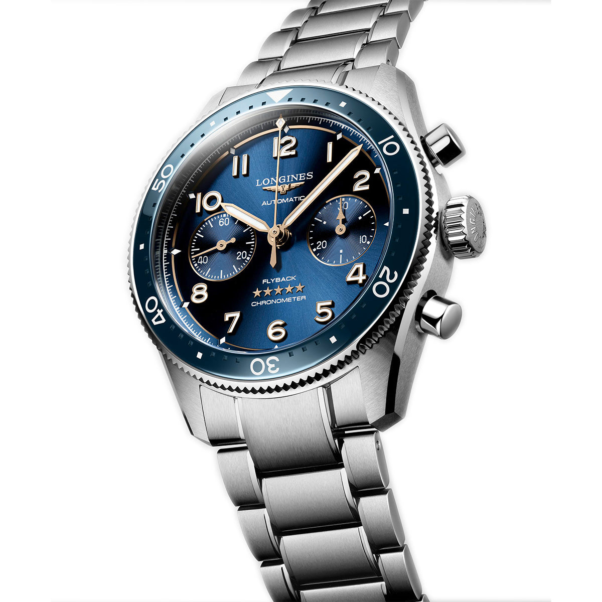 Longines Spirit Flyback 42MM Auntomatic Watch Chronograph Sunray Blue Dial  L38214936