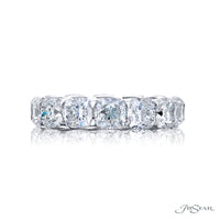 JB Star Platinum Eternity Shared Prong Cushion Cut Diamond Band
