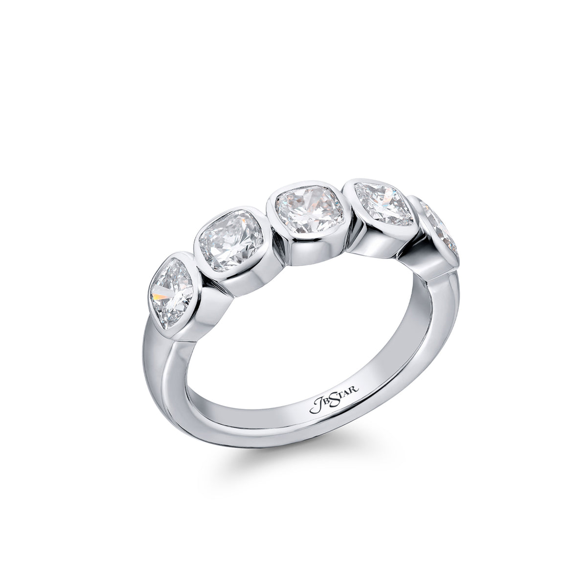 JB Star Platinum Bezel Set Cushion Diamond Ring - NAGI