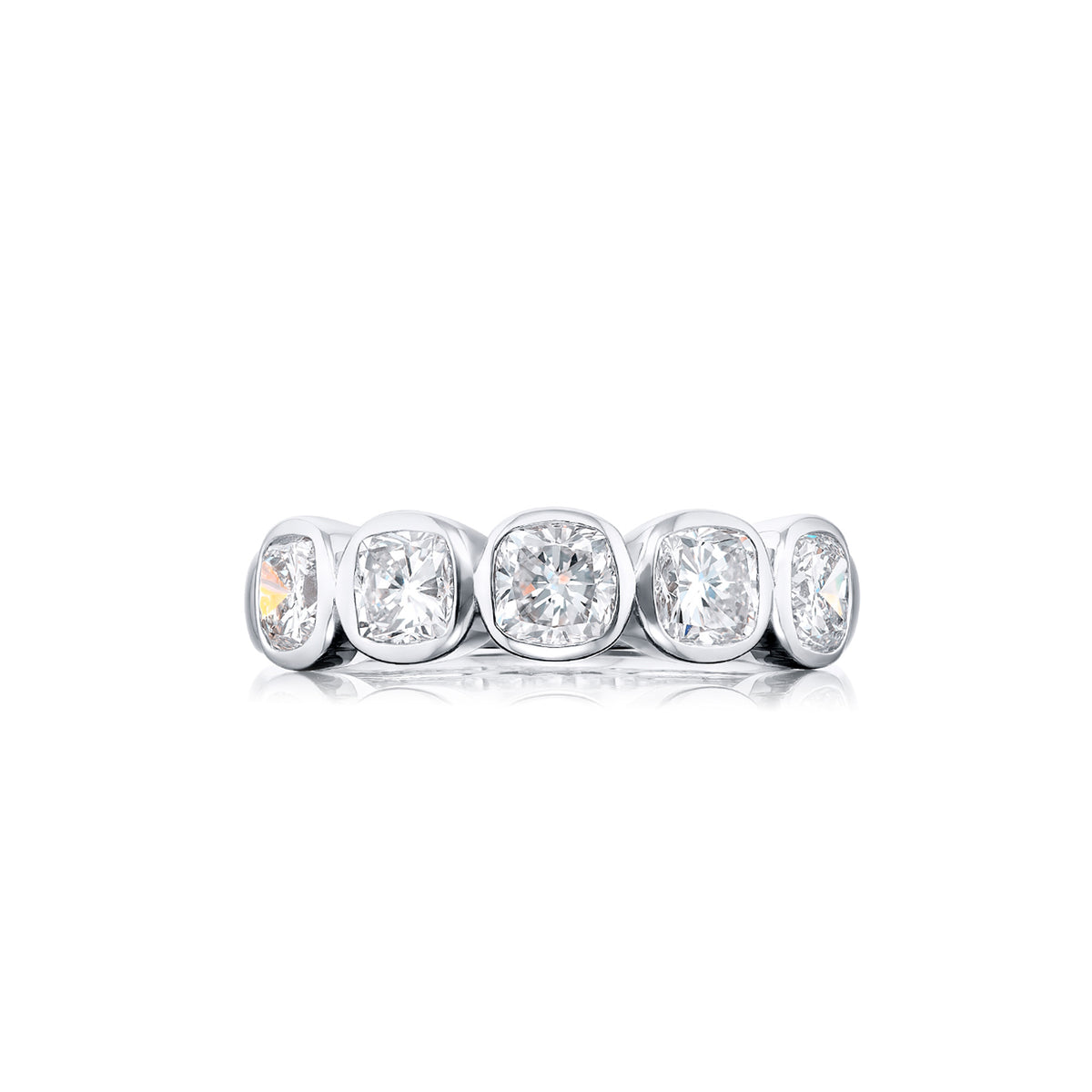 JB Star Platinum Bezel Set Cushion Diamond Ring - NAGI