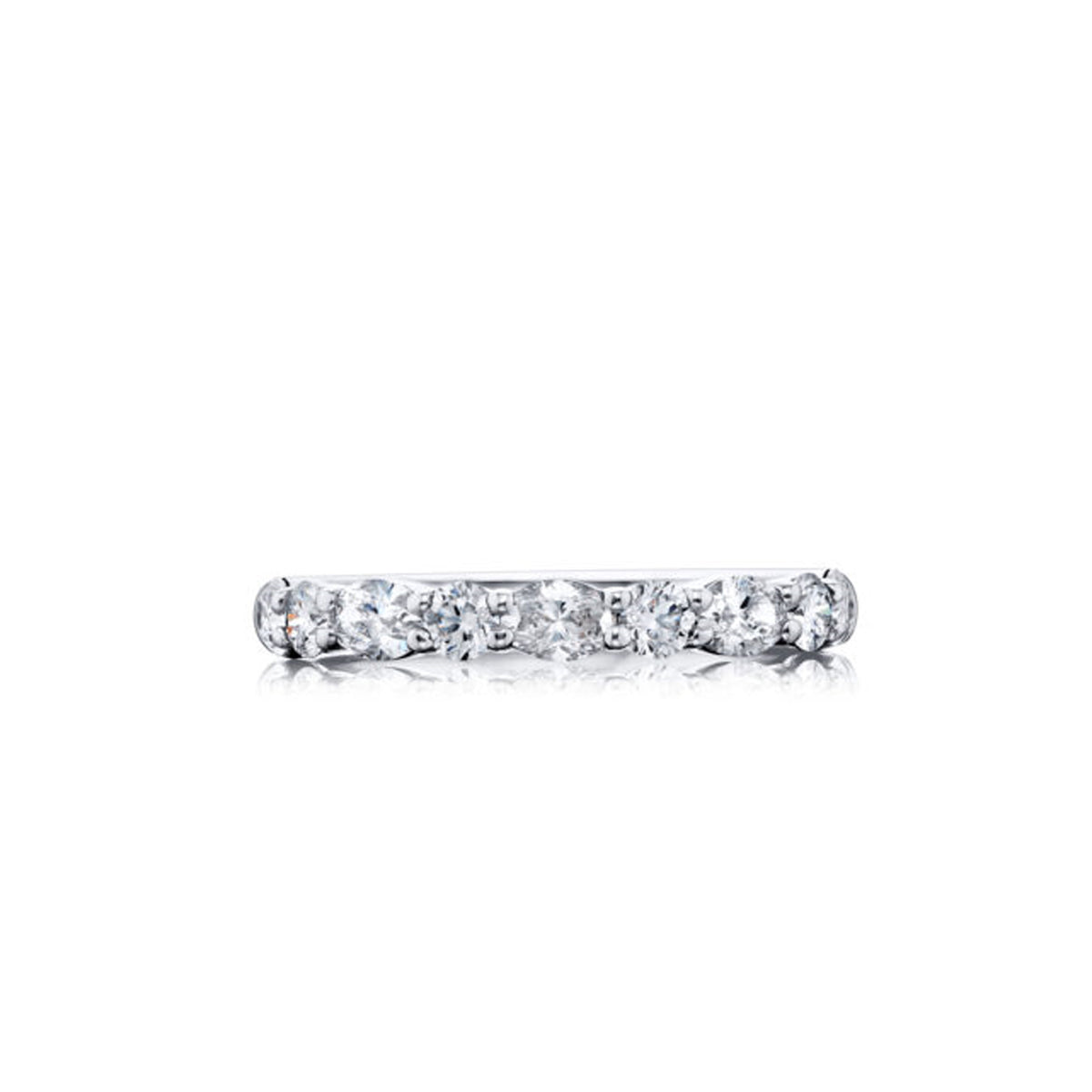 JB Star Platinum E/W Round and Oval Diamond Band