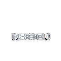 JB Star Platinum Bezel Set Oval & Emerald Cut Diamond Ring - NAGI