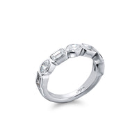 JB Star Platinum Bezel Set Oval & Emerald Cut Diamond Ring - NAGI