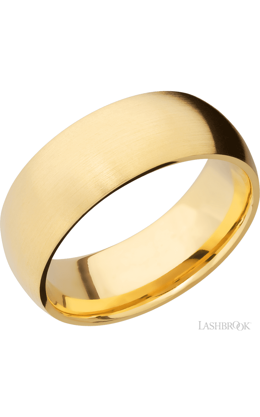 8 mm wide Domed 14K Yellow Gold band. - NAGI