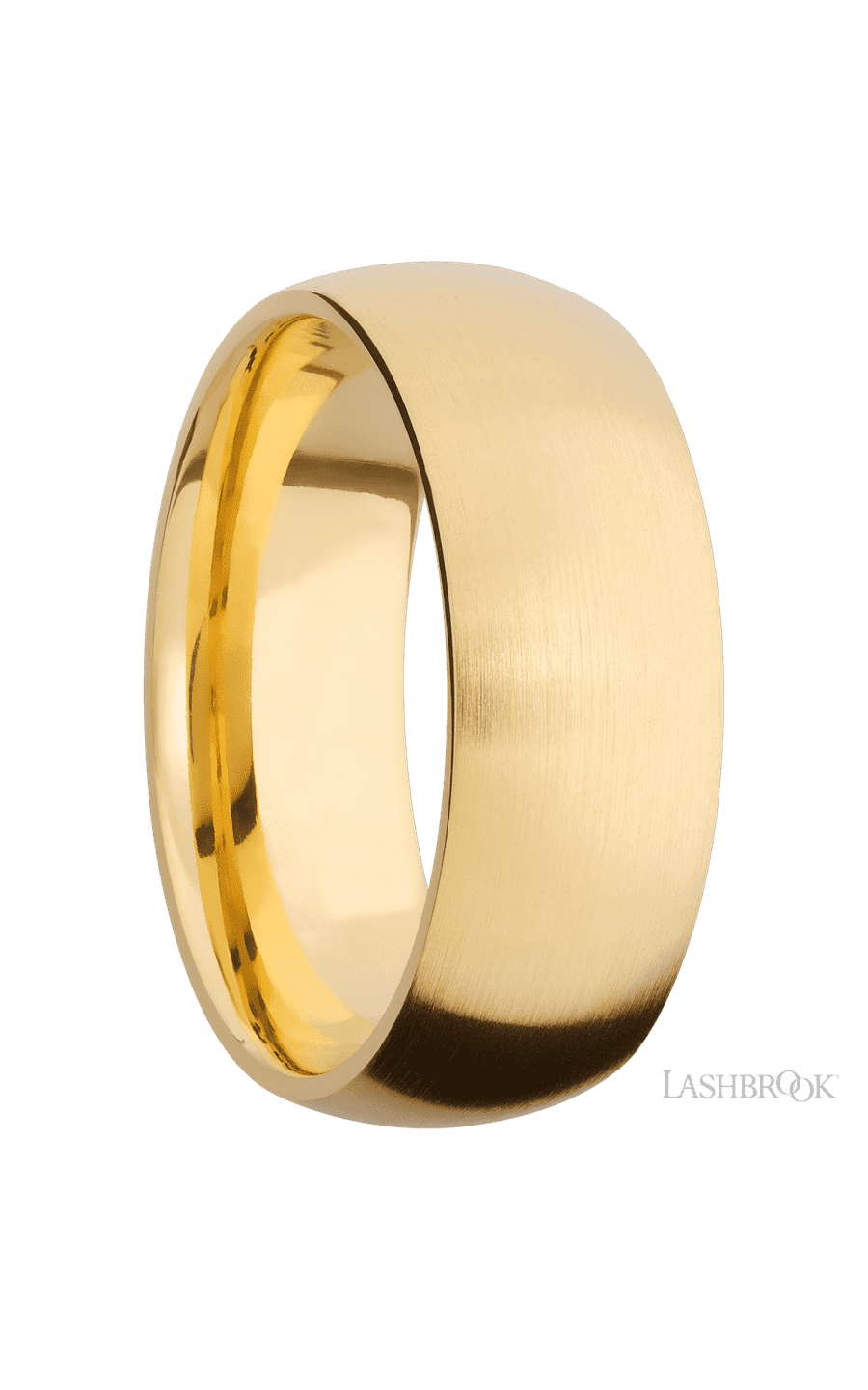 8 mm wide Domed 14K Yellow Gold band. - NAGI