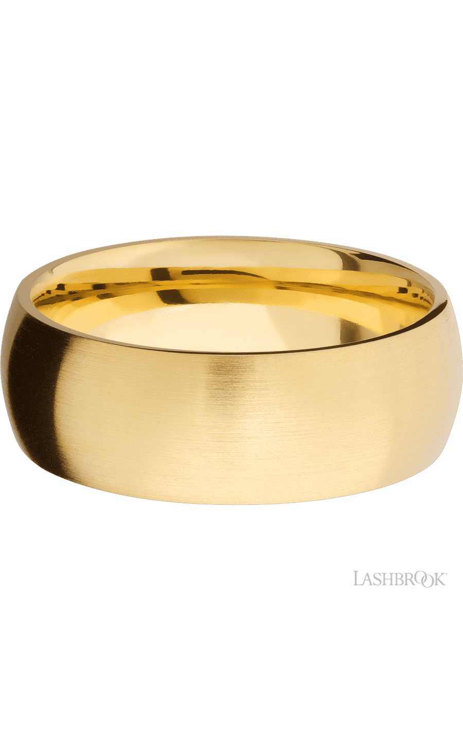 8 mm wide Domed 14K Yellow Gold band. - NAGI