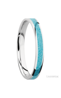 3 mm wide/Domed/Cobalt Chrome band with one 2 mm Centered inlay of Turquoise img2
