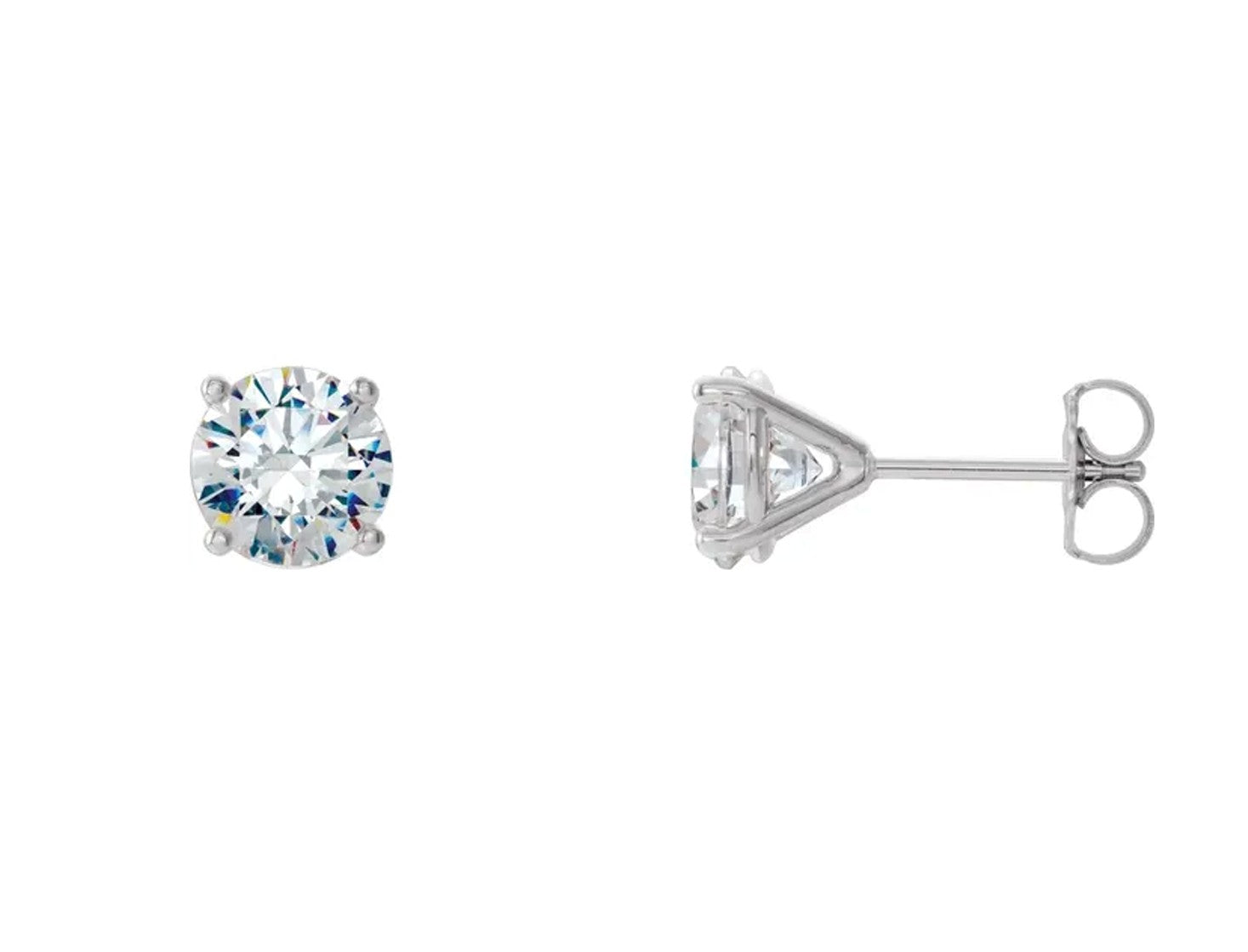 18K White Gold 1.00 Carat 4-Prong Martini Diamond Stud Earrings