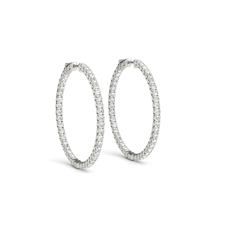 14K White Gold Lab-Grown Diamond Hoop Earrings - NAGI