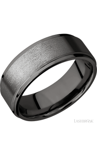 8 mm wide Flat Grooved Edges Tantalum Noir band. - NAGI
