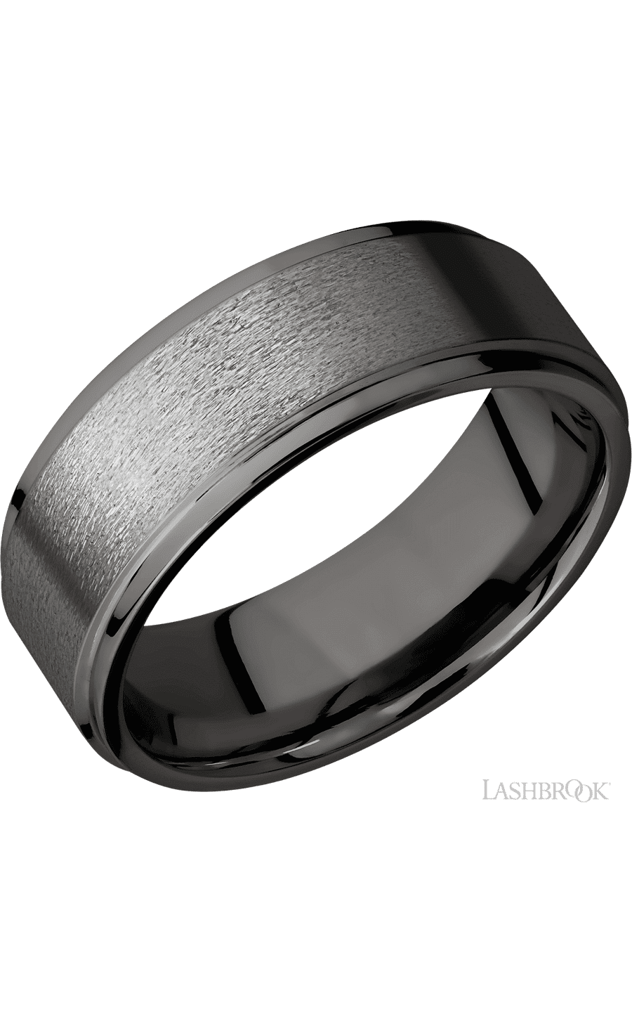 8 mm wide Flat Grooved Edges Tantalum Noir band. - NAGI
