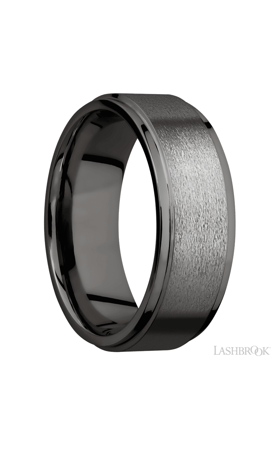 8 mm wide Flat Grooved Edges Tantalum Noir band. - NAGI