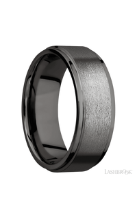 8 mm wide Flat Grooved Edges Tantalum Noir band. - NAGI