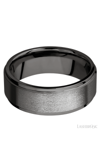 8 mm wide Flat Grooved Edges Tantalum Noir band. - NAGI