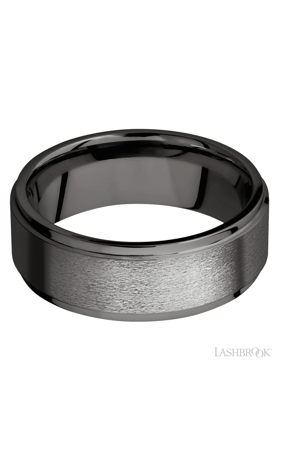 8 mm wide Flat Grooved Edges Tantalum Noir band. - NAGI