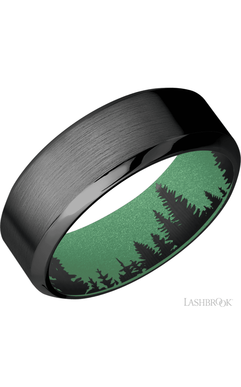 8 mm wide High Bevel Zirconium band featuring a Squatch sleeve. - NAGI