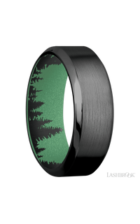 8 mm wide High Bevel Zirconium band featuring a Squatch sleeve. - NAGI