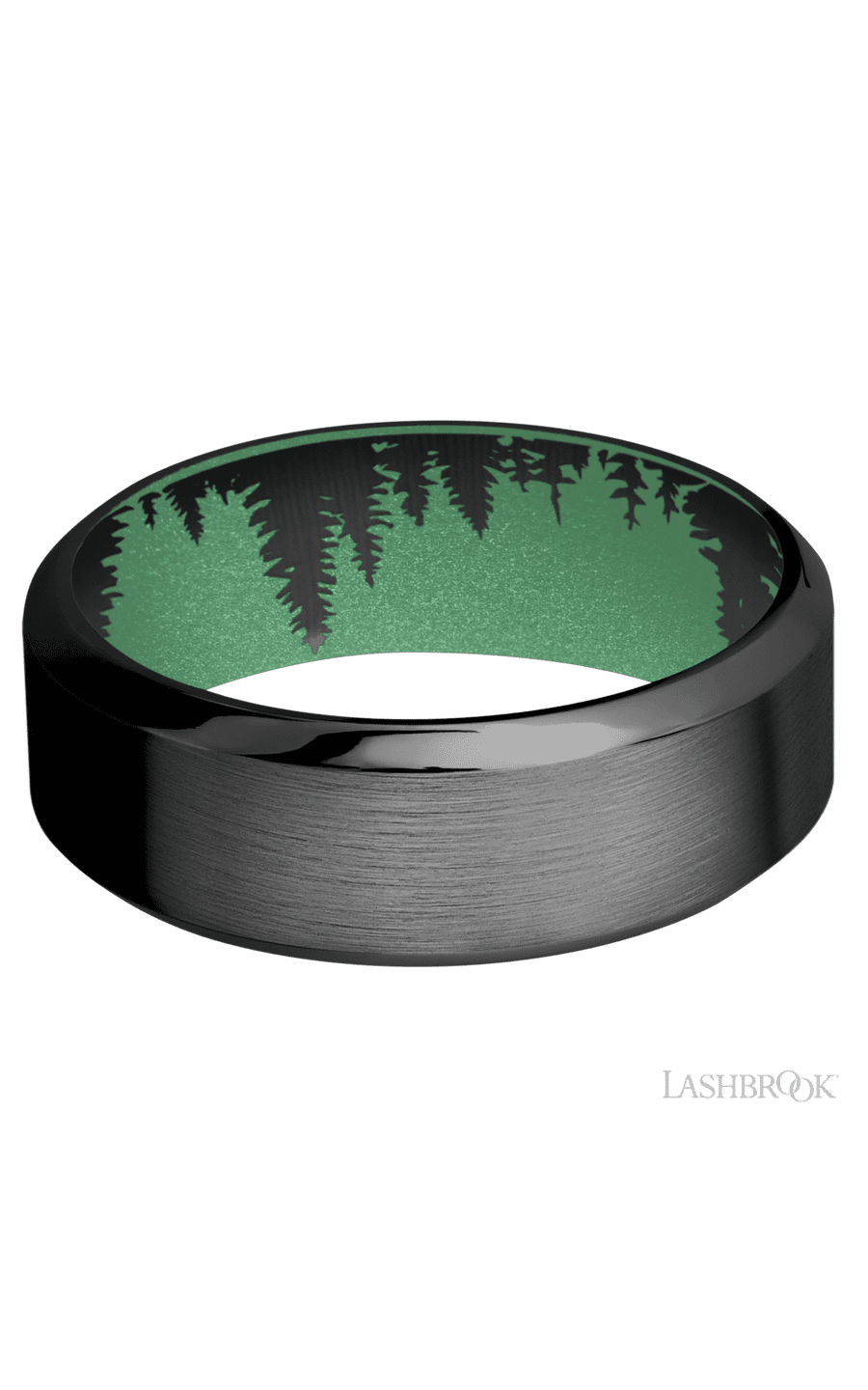 8 mm wide High Bevel Zirconium band featuring a Squatch sleeve. - NAGI