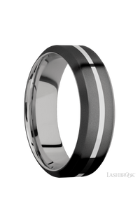 7 mm wide/High Bevel/Zirconium band with one 1 mm Centered inlay of Palladium Silver also featuring a Palladium Silver sleeve. - NAGI