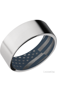 8 mm wide Flat Cobalt Chrome band featuring a Navy Blue sleeve. - NAGI
