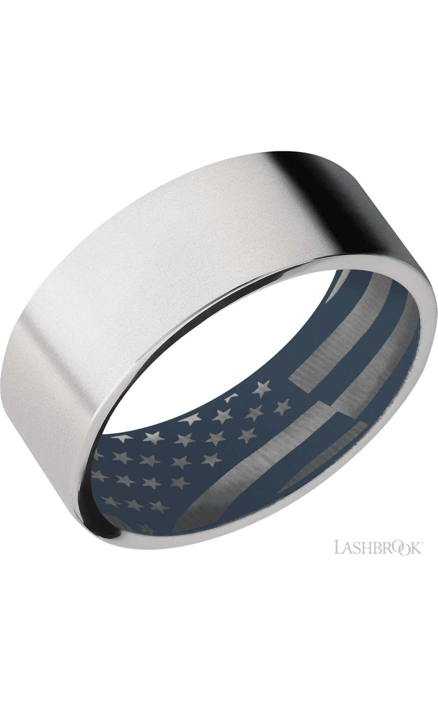8 mm wide Flat Cobalt Chrome band featuring a Navy Blue sleeve. - NAGI