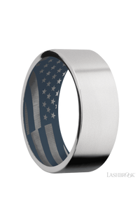 8 mm wide Flat Cobalt Chrome band featuring a Navy Blue sleeve. - NAGI