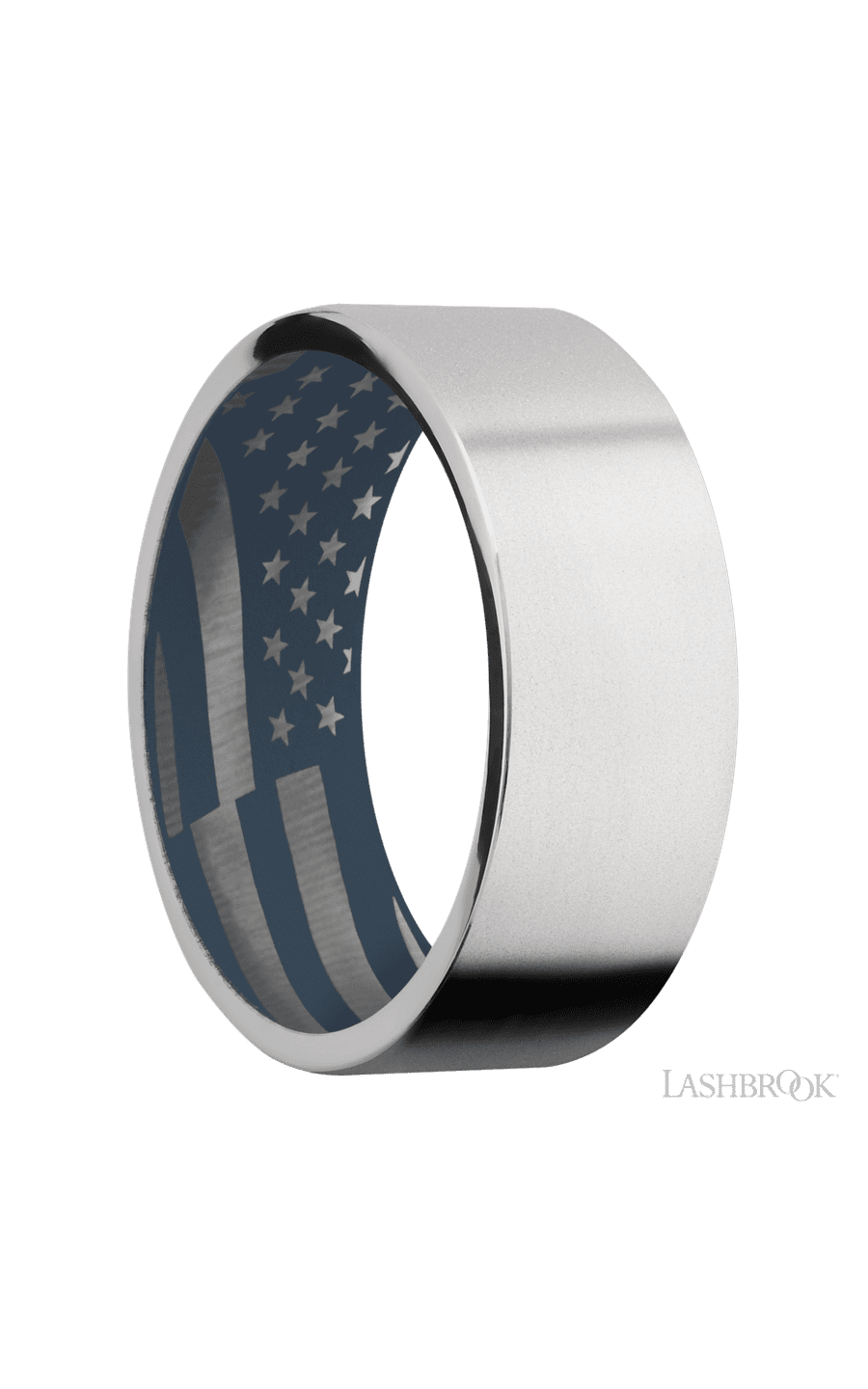 8 mm wide Flat Cobalt Chrome band featuring a Navy Blue sleeve. - NAGI