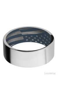 8 mm wide Flat Cobalt Chrome band featuring a Navy Blue sleeve. - NAGI