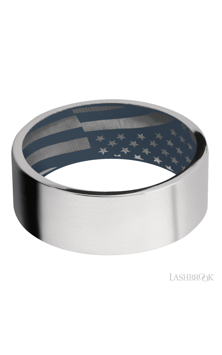 8 mm wide Flat Cobalt Chrome band featuring a Navy Blue sleeve. - NAGI