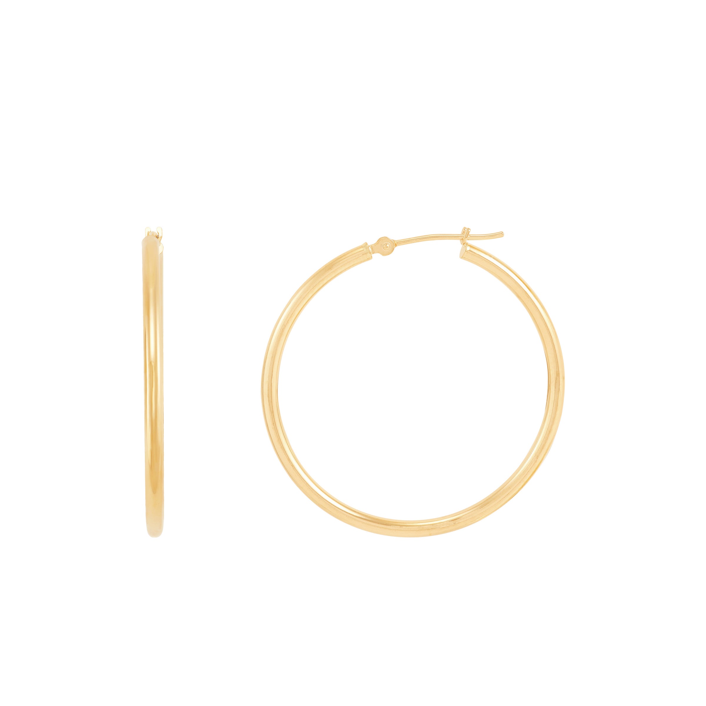14K Yellow Gold 2x35MM Hoop Earrings