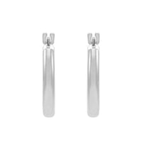 14K White Gold 2x15MM Hoop Earrings