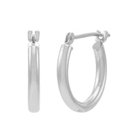 14K White Gold 2x15MM Hoop Earrings