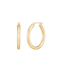 14K Yellow Gold 3x25MM Hoop Earrings