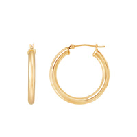 14K Yellow Gold 3x25MM Hoop Earrings