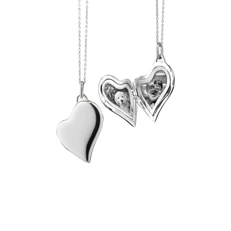 Slim Sterling Silver Heart Locket Necklace