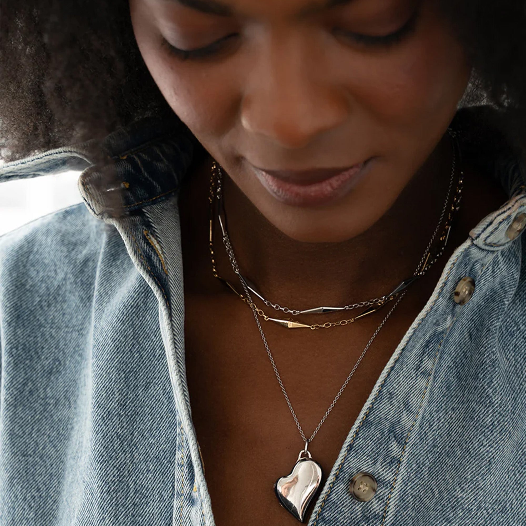 Slim Sterling Silver Heart Locket Necklace