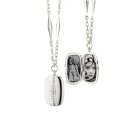 "Points North" Locket Necklace with Pave White Sapphires