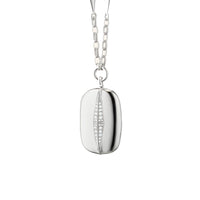 "Points North" Locket Necklace with Pave White Sapphires