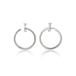 Monica Rich Kosann Sterling Silver Large "Galaxy Wrap Hoop" Earrings with White Sapphires