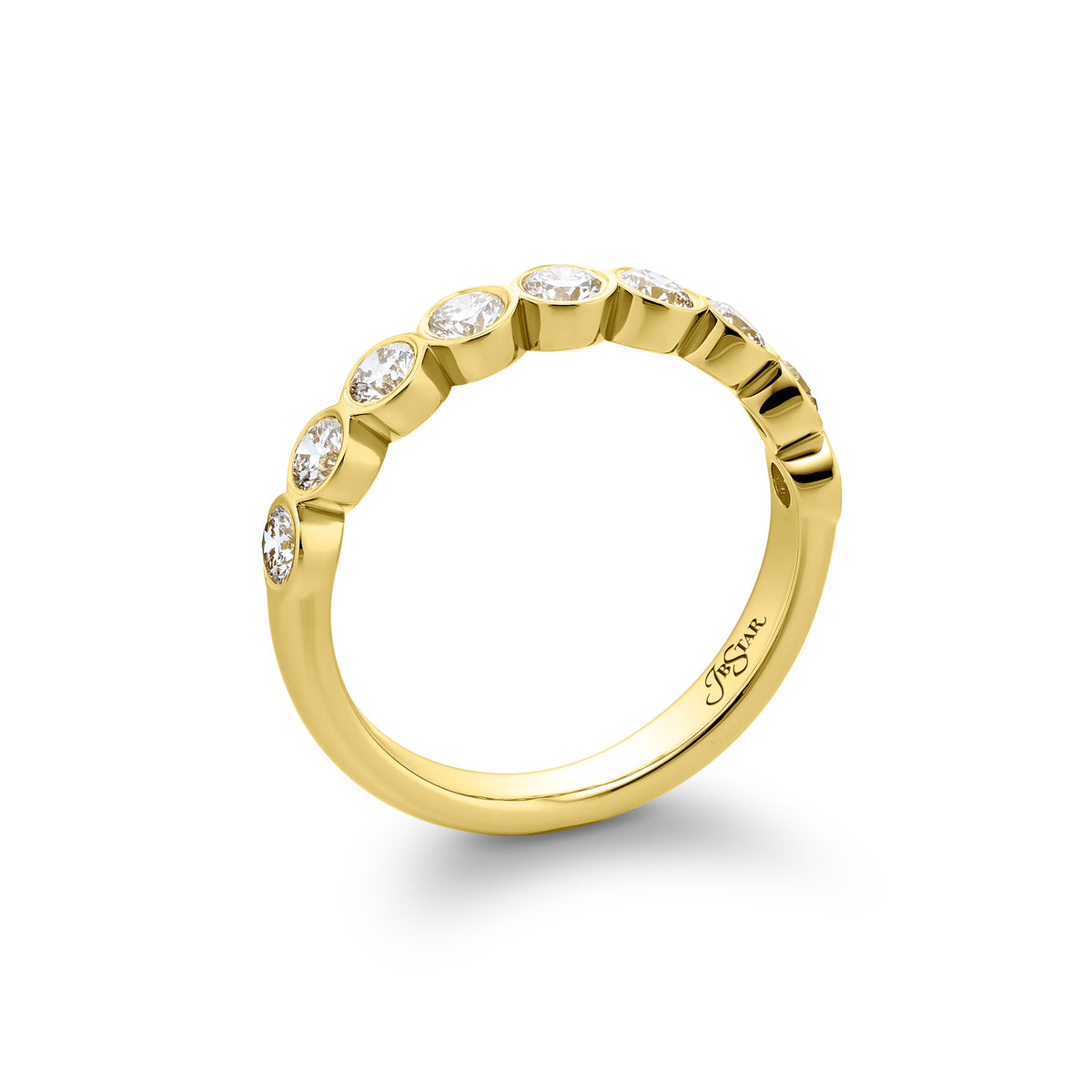 JB Star 18K Yellow Gold Bezel Set Diamond Band - NAGI