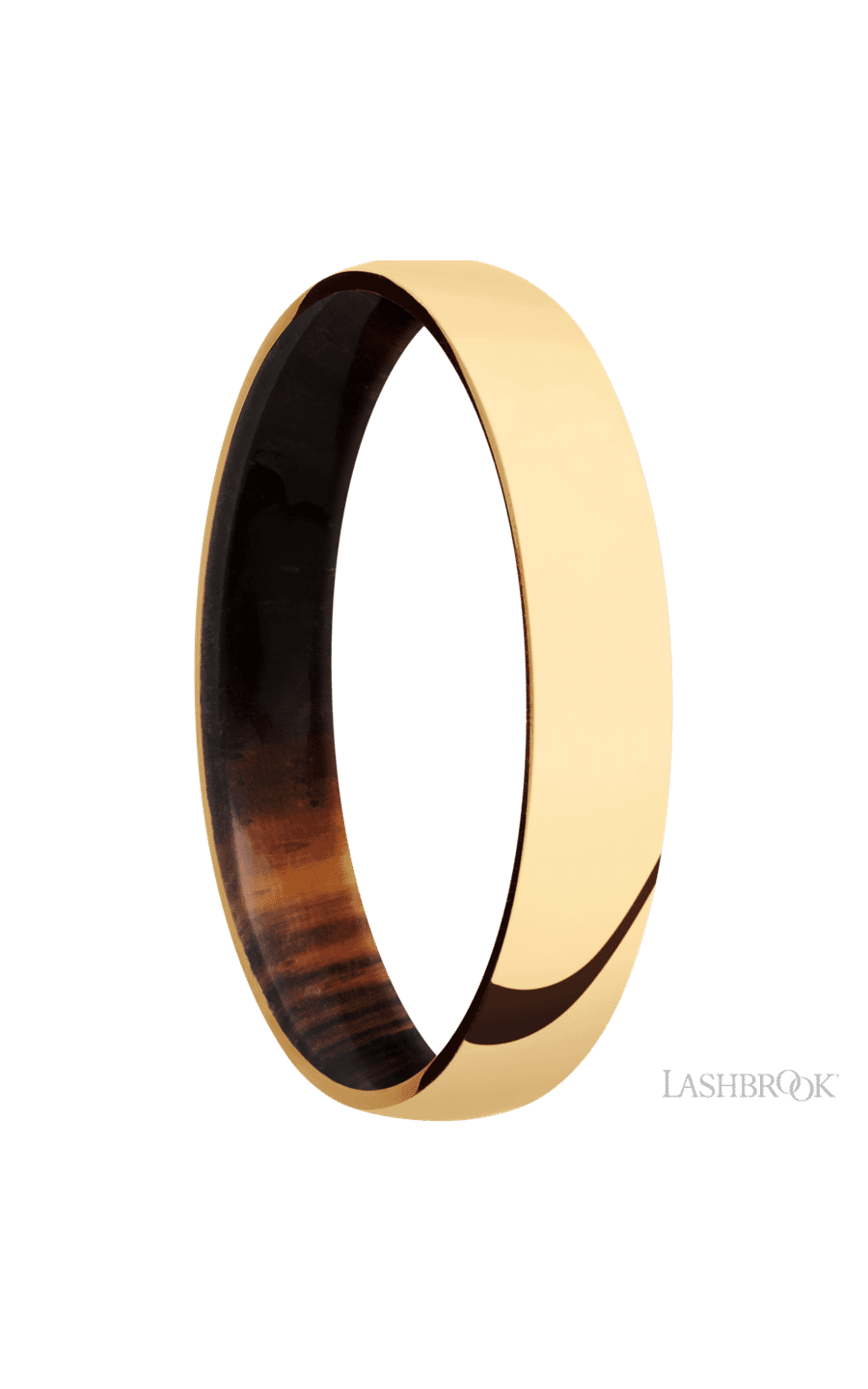 4 mm wide Domed 14K Yellow Gold band featuring a Cocobolo sleeve img2