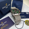 Pre-owned Breitling Chronomat Green Steel Chronograph B01 42 AB0134101L1A1