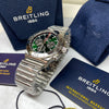 Pre-owned Breitling Chronomat Green Steel Chronograph B01 42 AB0134101L1A1