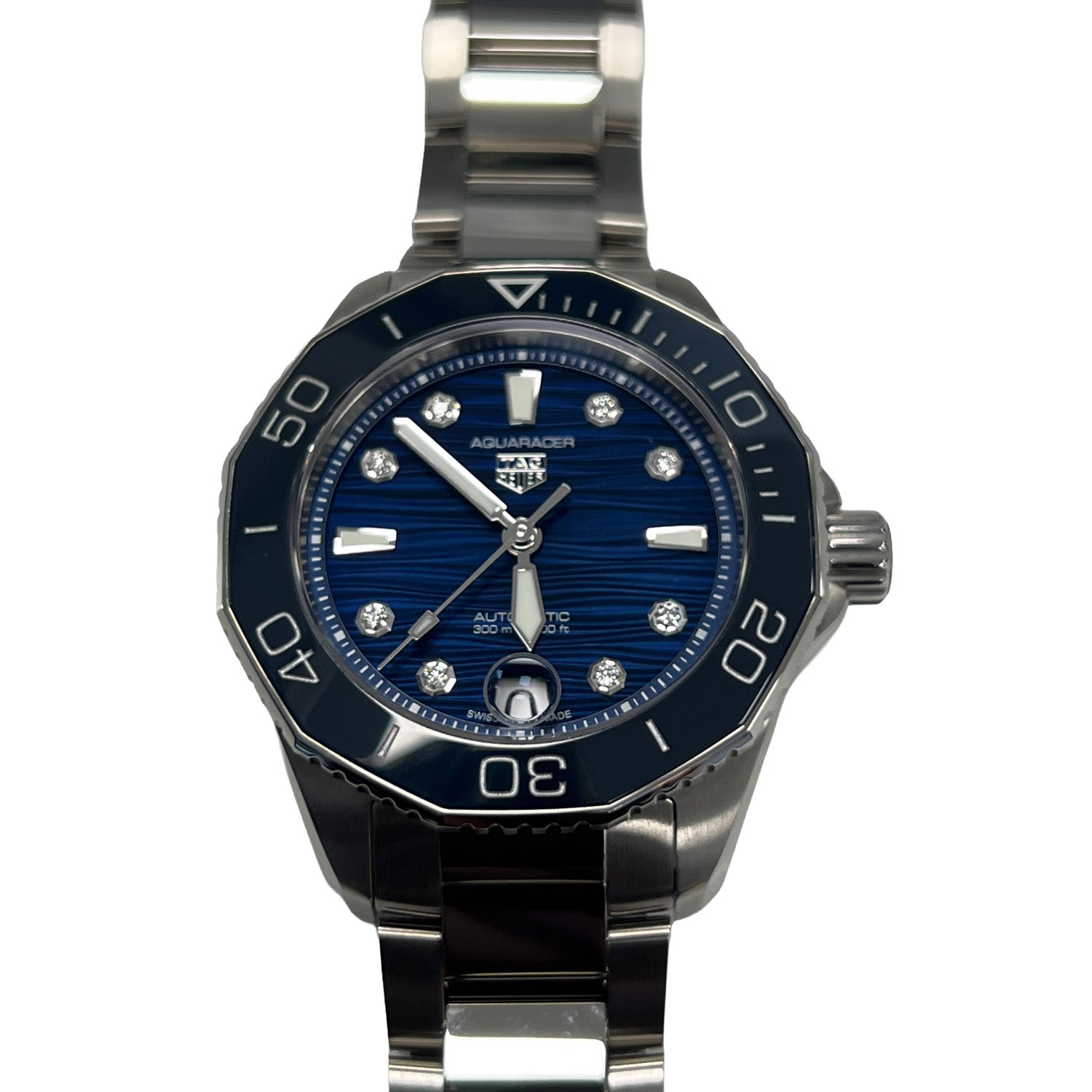 TAG Heuer Aquaracer Professional 300 Date 36MM Blue Diamond Dial Watch