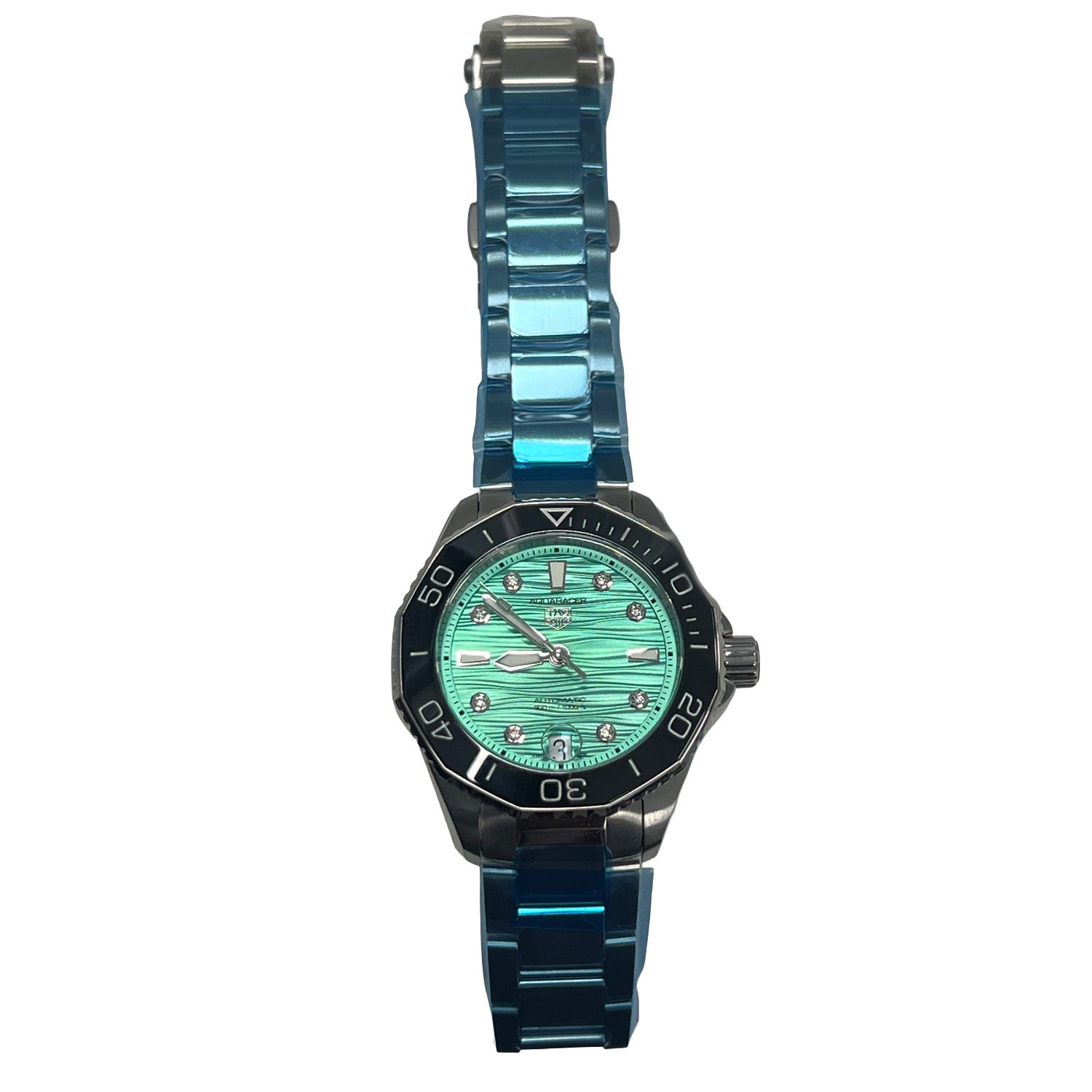 TAG Heuer Aquaracer 36MM Professional 300 Turquoise Green Diamond Watch