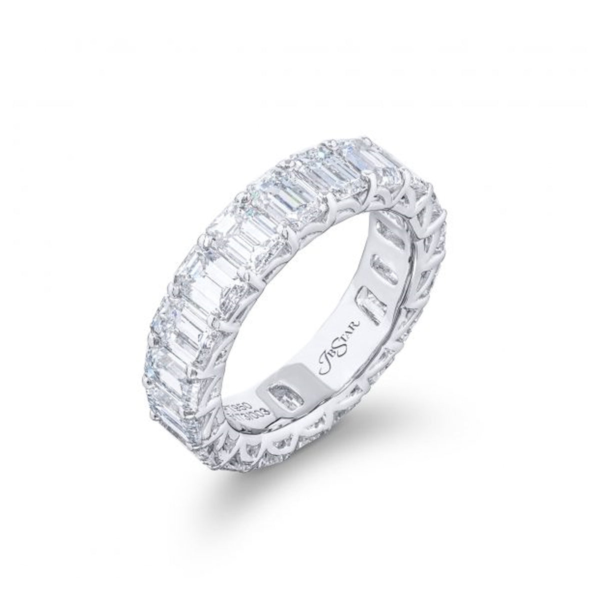 Platinum Eternity Emerald Cut Diamond Band
