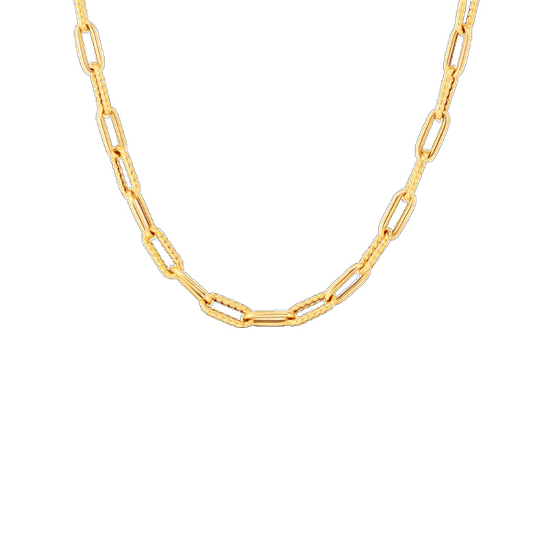 Roberto Coin 18K Yellow Designer Gold Alternating Polished And Fluted Paperclip Link Chain - NAGI
